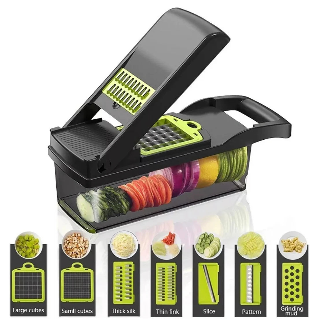 Rallador Cortador Frutas y Verduras- 14 piezas-