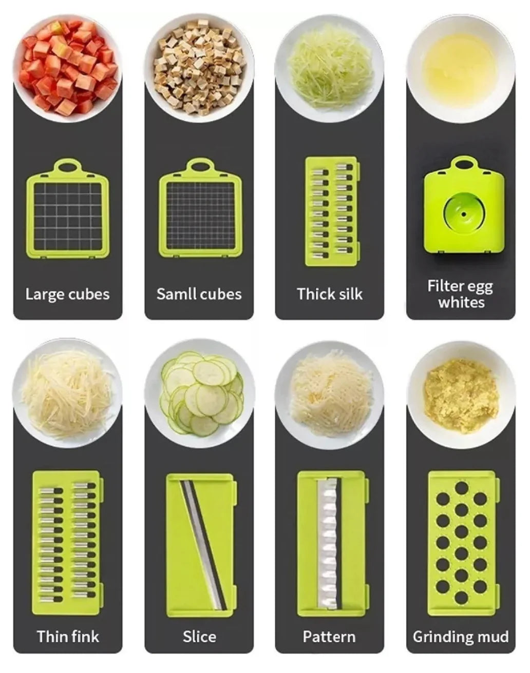 Rallador Cortador Frutas y Verduras- 14 piezas-