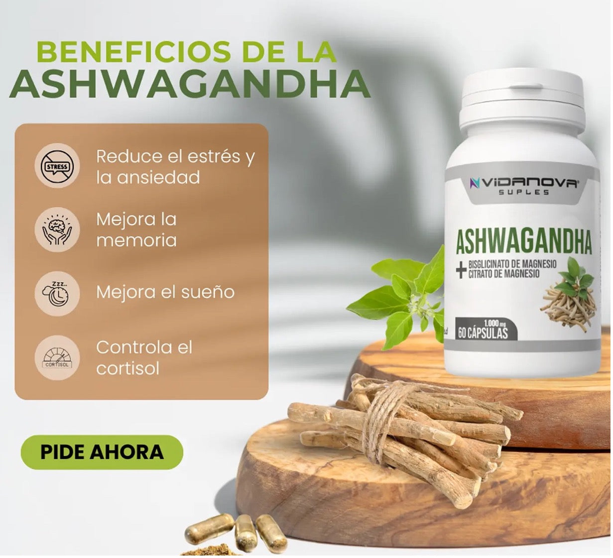 Ashwagandha Magnesio 1000mg 60 Caps